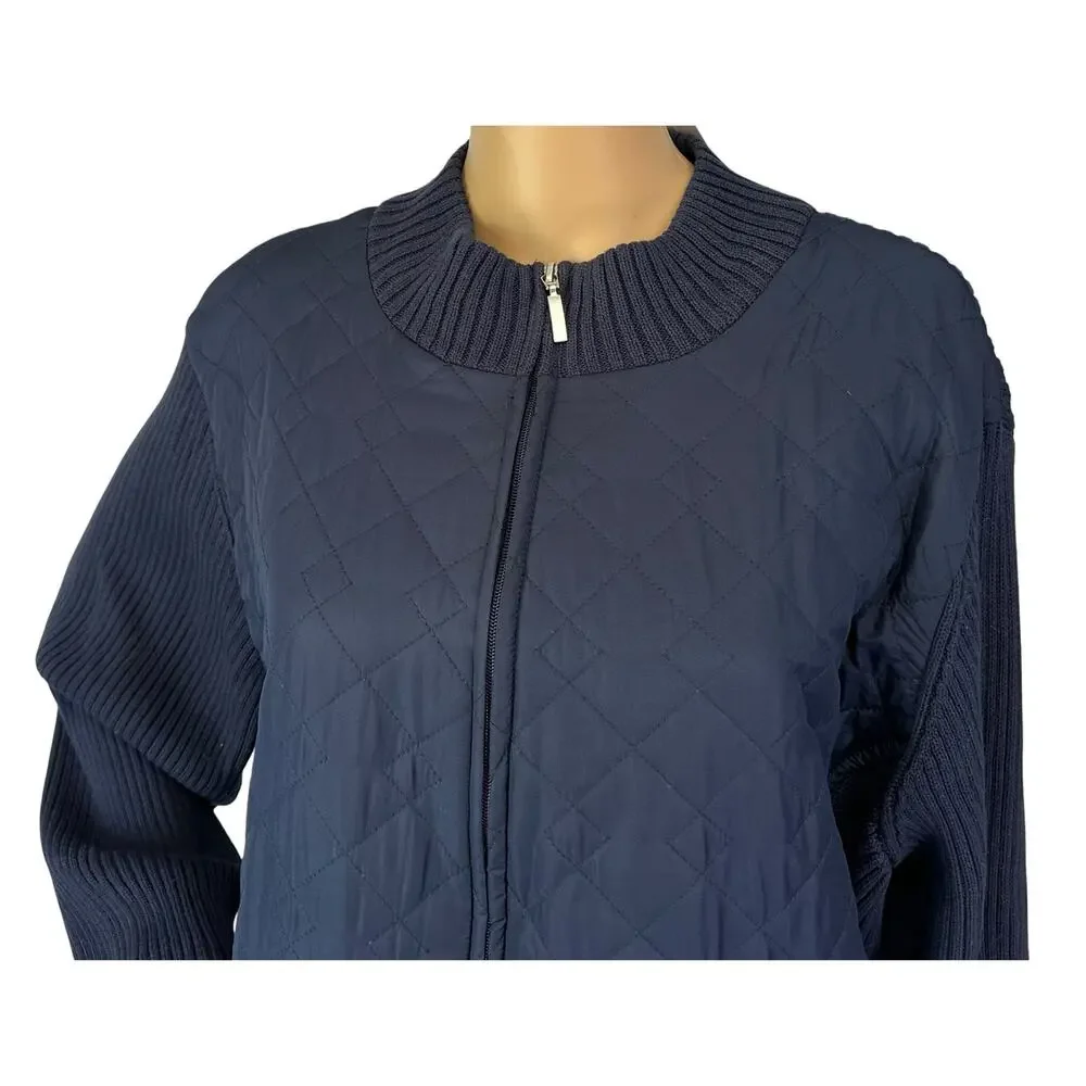 NWT Croft & Barrow Quilted Sweater Jacket Navy Blue Plus Size 3X - Picture 6 of 10